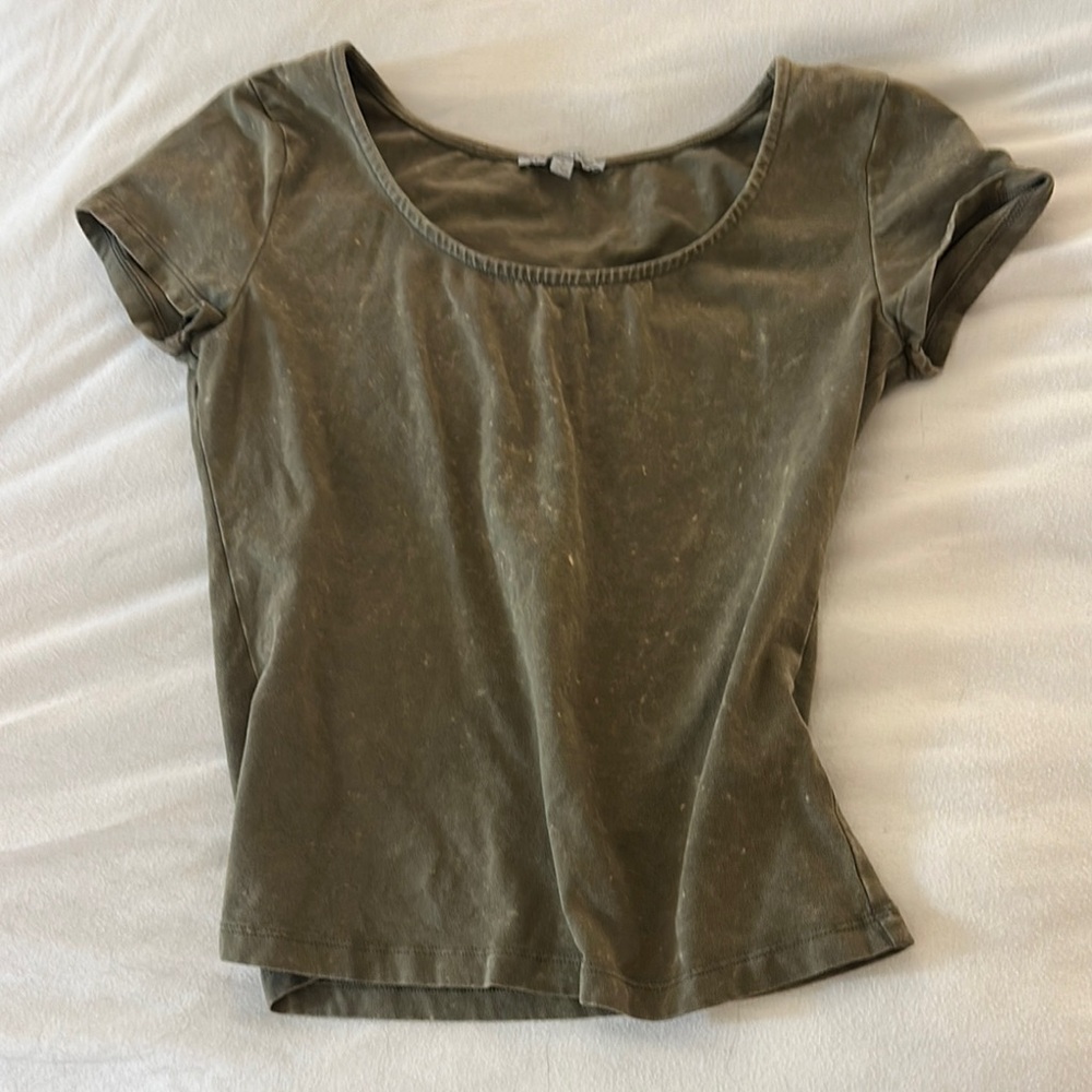 Charlotte Russe Green Fitted Short Sleeve Tee